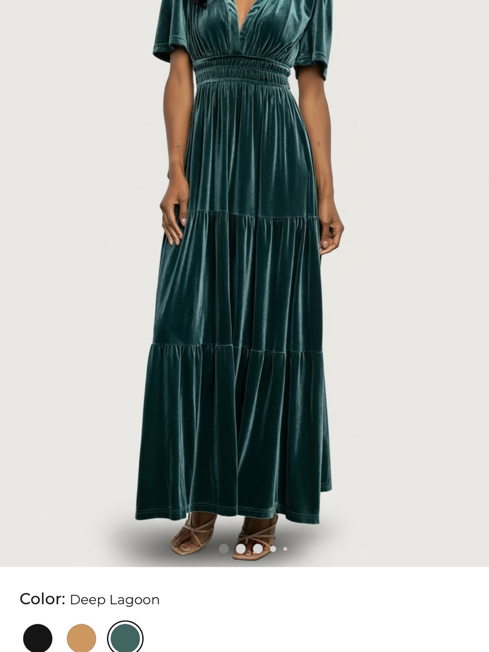 Baltic Born Deep Lagoon Velvet Tiered Maxi Dress